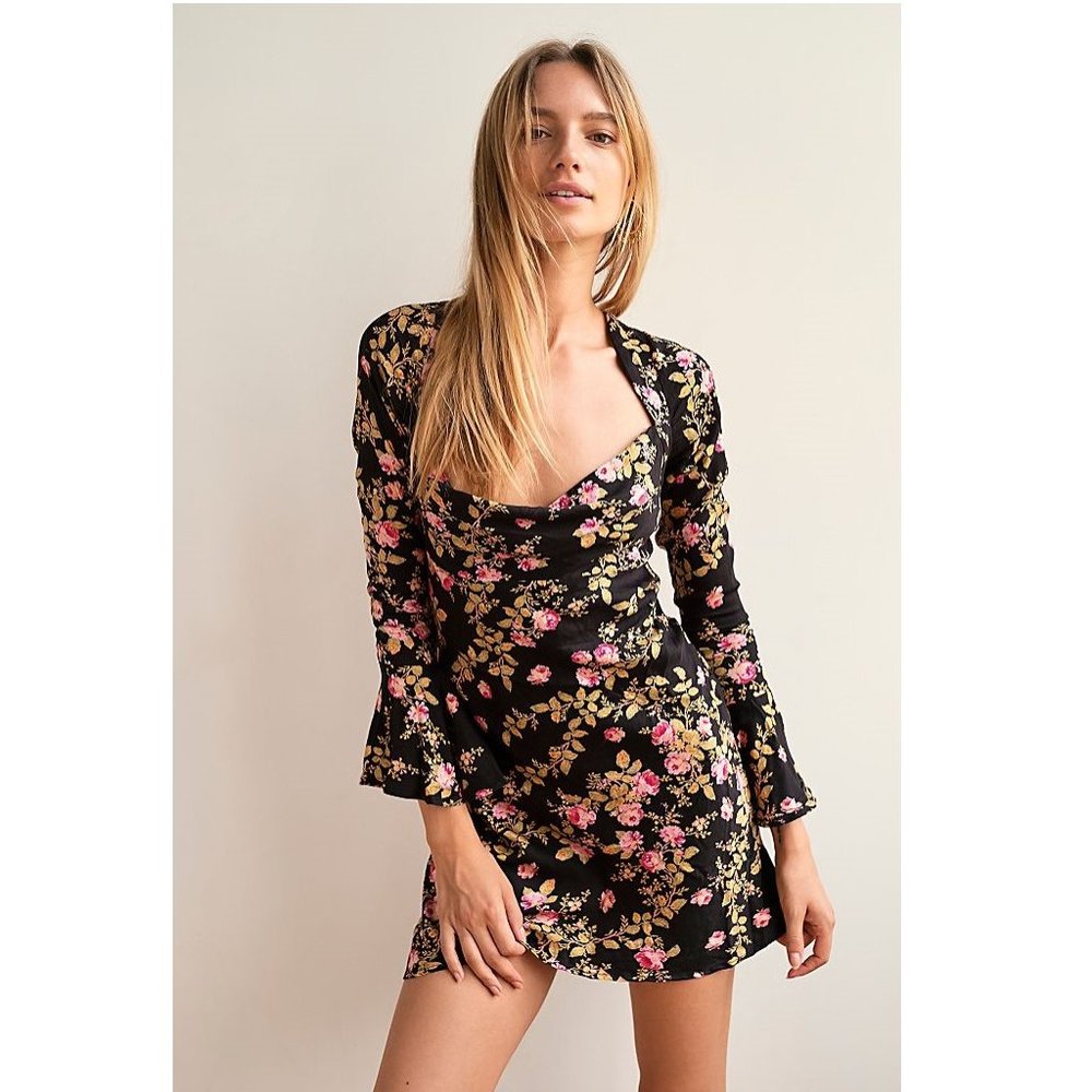 Worn once* Free People Lone Star Bias Black Mini Dress
